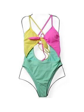 Xhilaration Ribbed Color Block Swimsuit Juniors  Medium